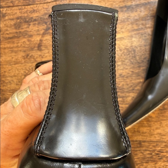 Italian leather Black Square-Toe block Heels size 9 - Picture 10 of 13